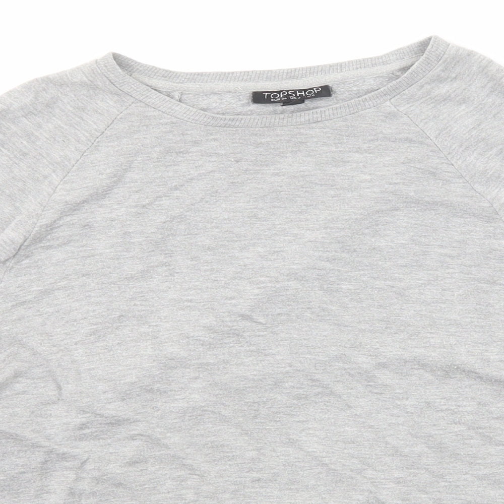 Topshop Womens Grey Viscose Basic T-Shirt Size 6 Boat Neck
