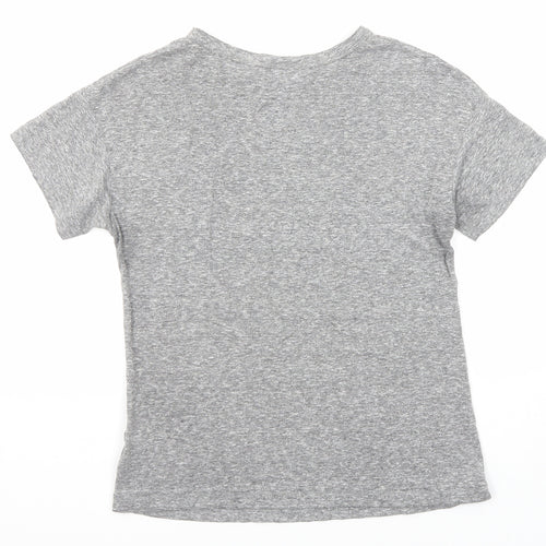 Topshop Womens Grey Polyester Basic T-Shirt Size 8 Crew Neck