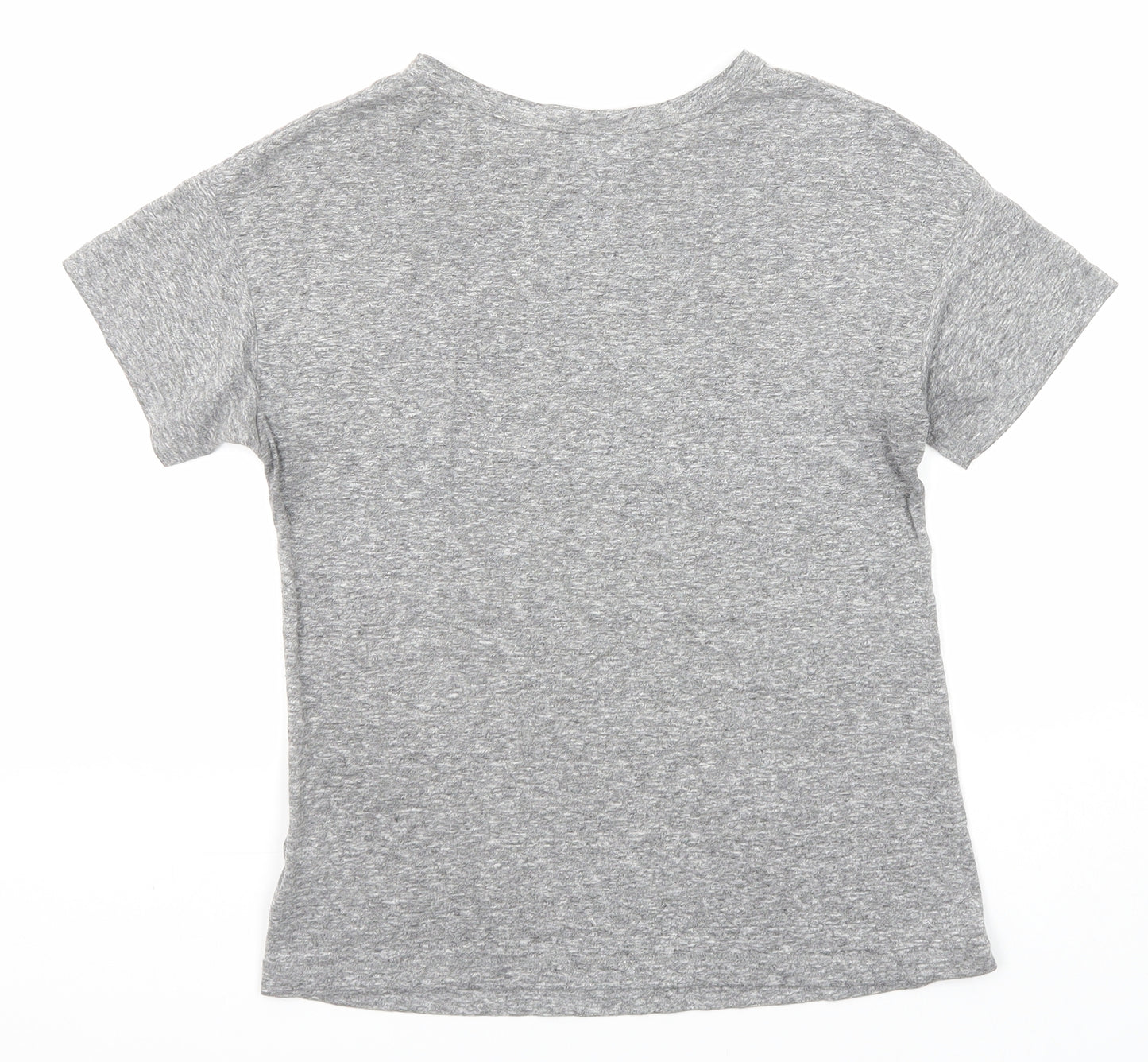 Topshop Womens Grey Polyester Basic T-Shirt Size 8 Crew Neck