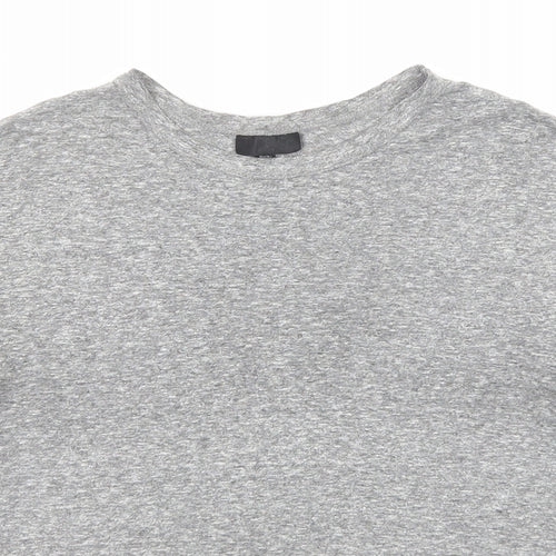 Topshop Womens Grey Polyester Basic T-Shirt Size 8 Crew Neck