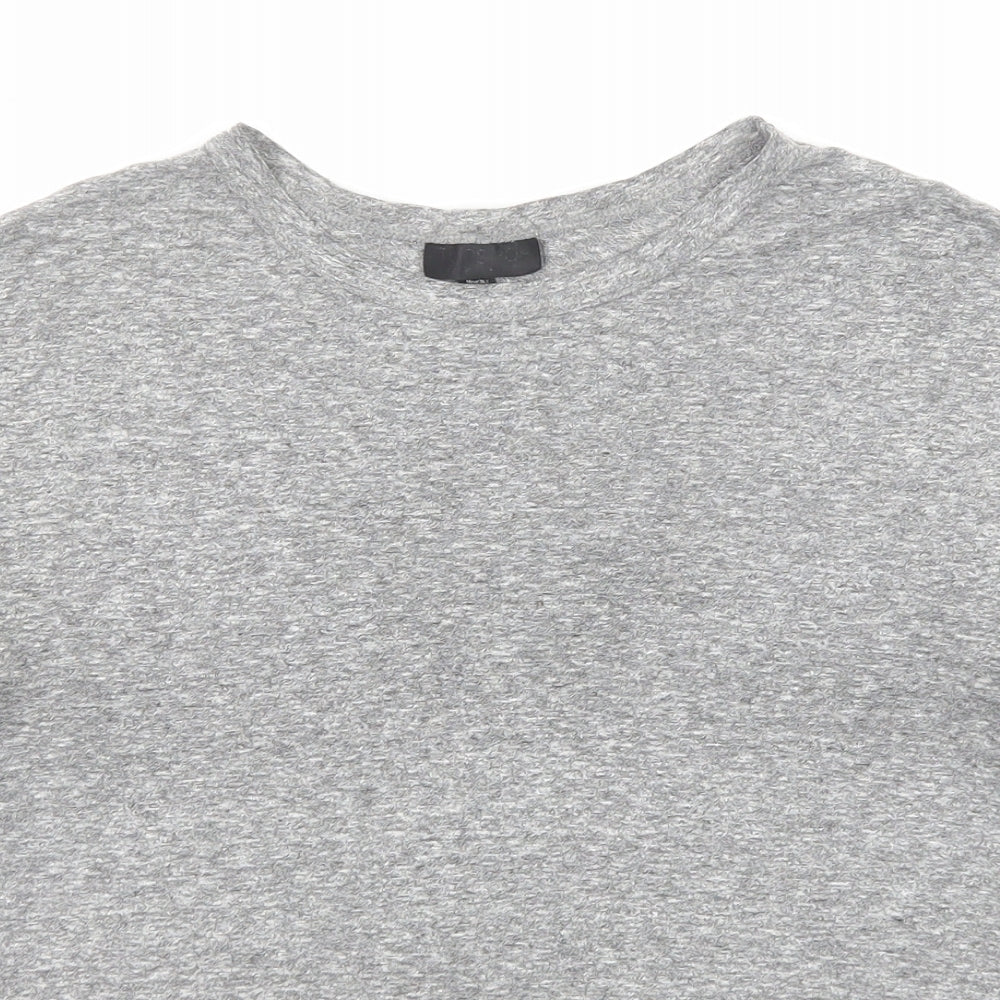 Topshop Womens Grey Polyester Basic T-Shirt Size 8 Crew Neck