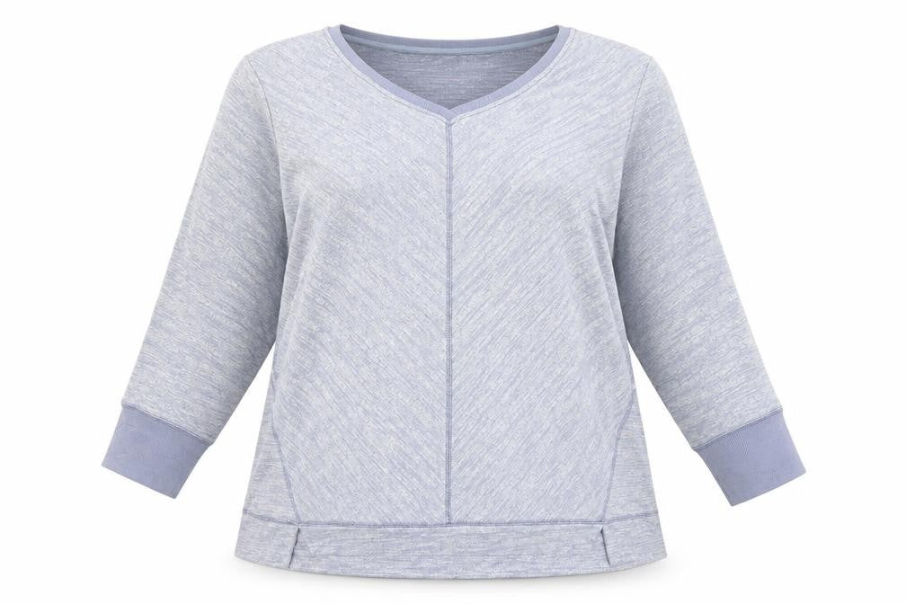 Front view of H by Halston women’s blue polyester pullover sweatshirt, size XL, pullover