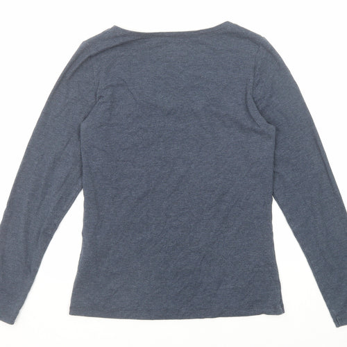 Mistral Womens Grey Cotton Basic T-Shirt Size 10 Scoop Neck