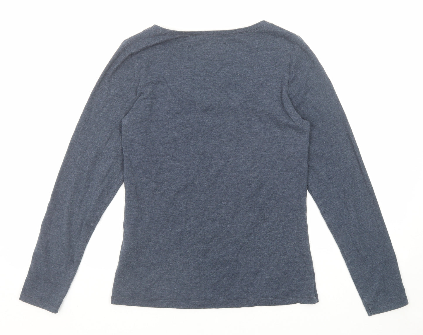 Mistral Womens Grey Cotton Basic T-Shirt Size 10 Scoop Neck