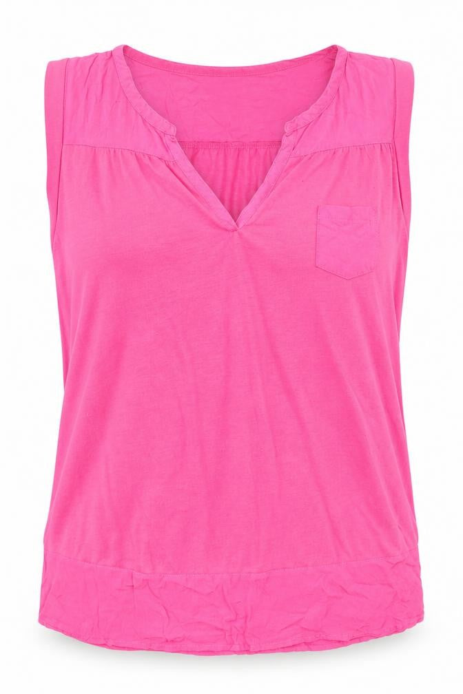 Front view of H&M women’s pink viscose basic blouse, size S, v-neck