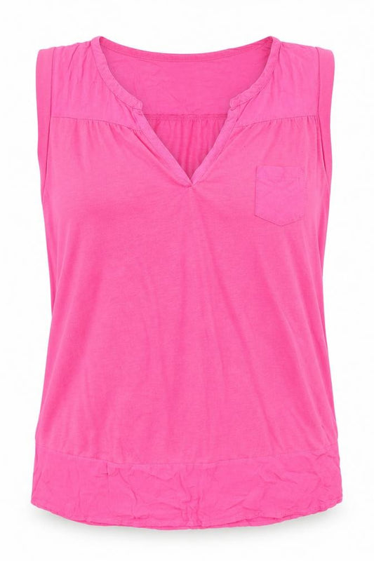 Front view of H&M women’s pink viscose basic blouse, size S, v-neck