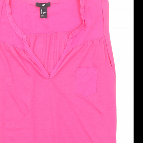 H&M Womens Pink Viscose Basic Blouse Size S V-Neck