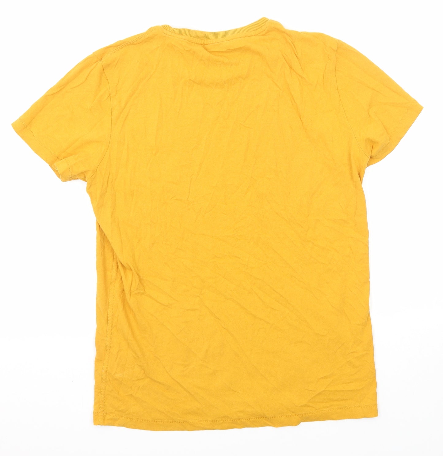 Superdry Womens Yellow Cotton Basic T-Shirt Size M Crew Neck