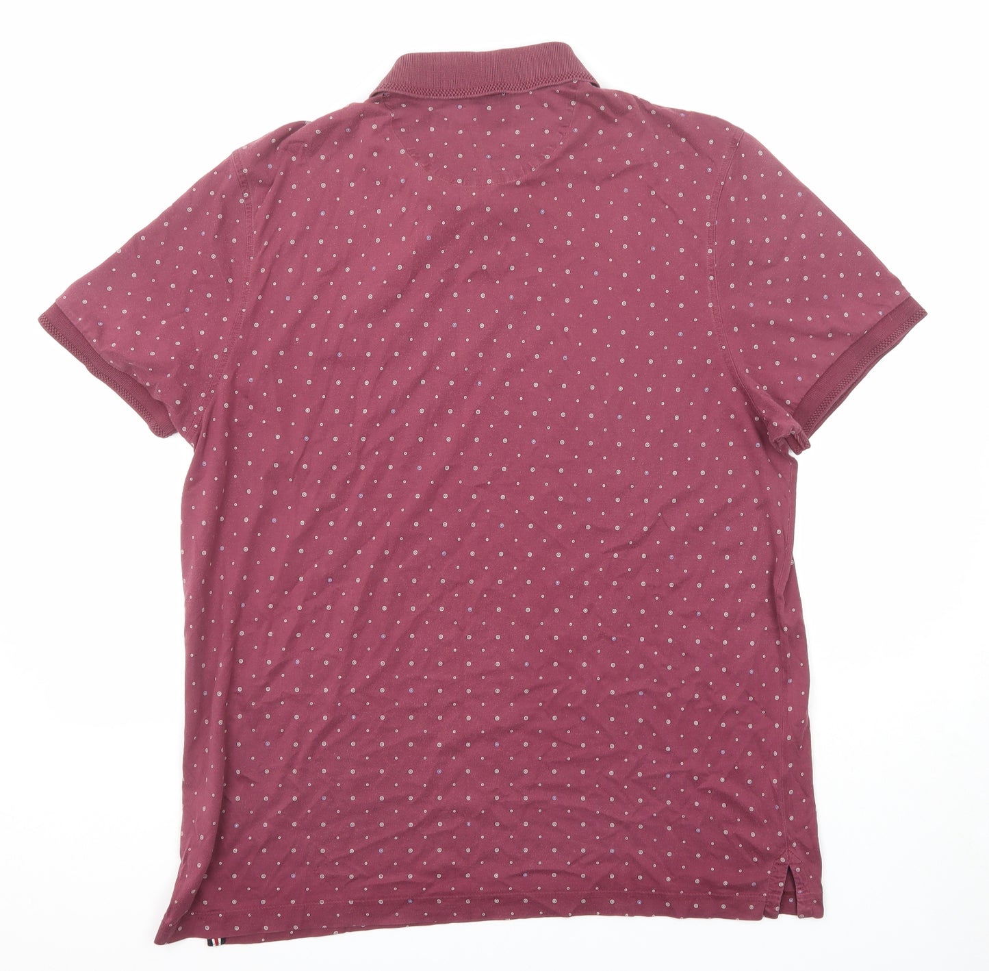 One True Saxon Mens Purple Geometric Cotton Polo Size 2XL Collared Button