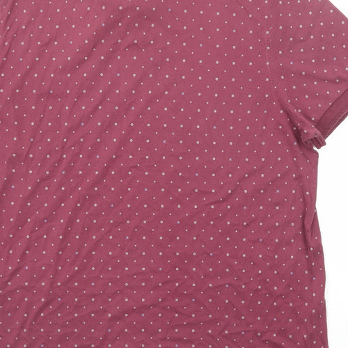 One True Saxon Mens Purple Geometric Cotton Polo Size 2XL Collared Button