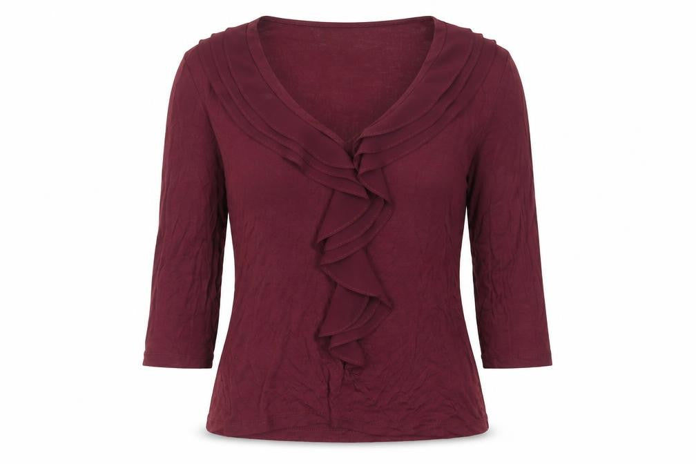 Front view of H&M women’s purple viscose basic blouse, size XS, v-neck