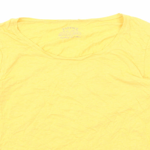Fat Face Womens Yellow Cotton Basic T-Shirt Size 14 Boat Neck
