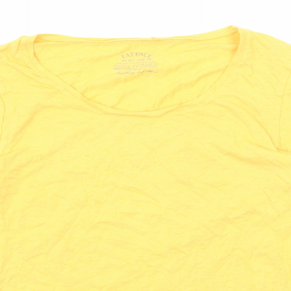 Fat Face Womens Yellow Cotton Basic T-Shirt Size 14 Boat Neck