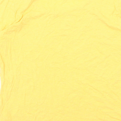 Fat Face Womens Yellow Cotton Basic T-Shirt Size 14 Boat Neck