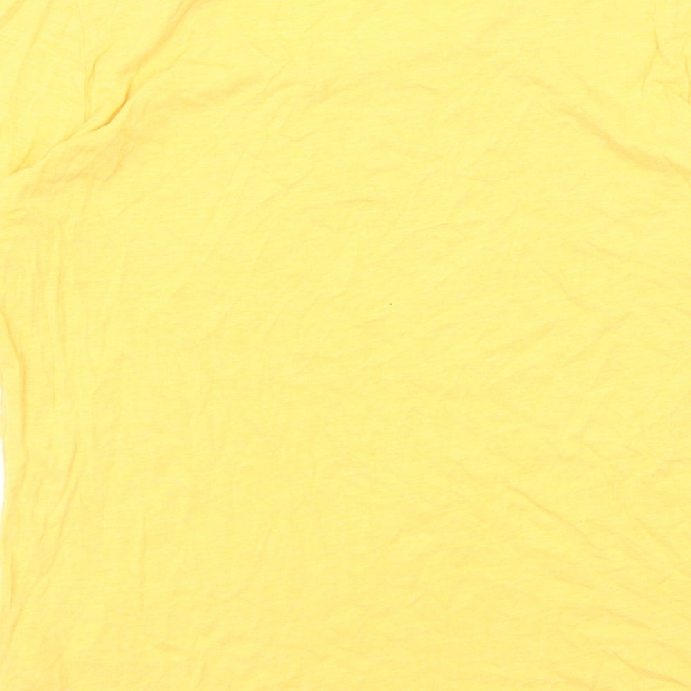 Fat Face Womens Yellow Cotton Basic T-Shirt Size 14 Boat Neck