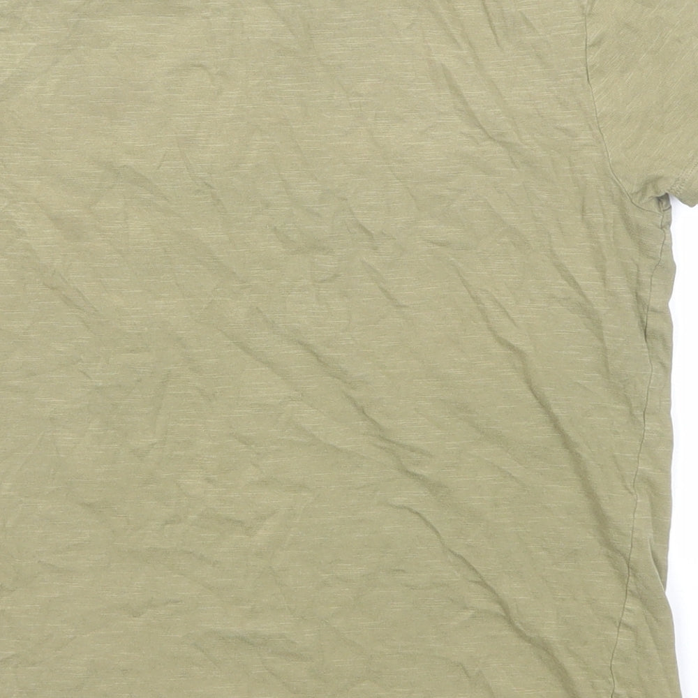 Marks and Spencer Boys Green Cotton Basic T-Shirt Size 10-11 Years Round Neck Pullover