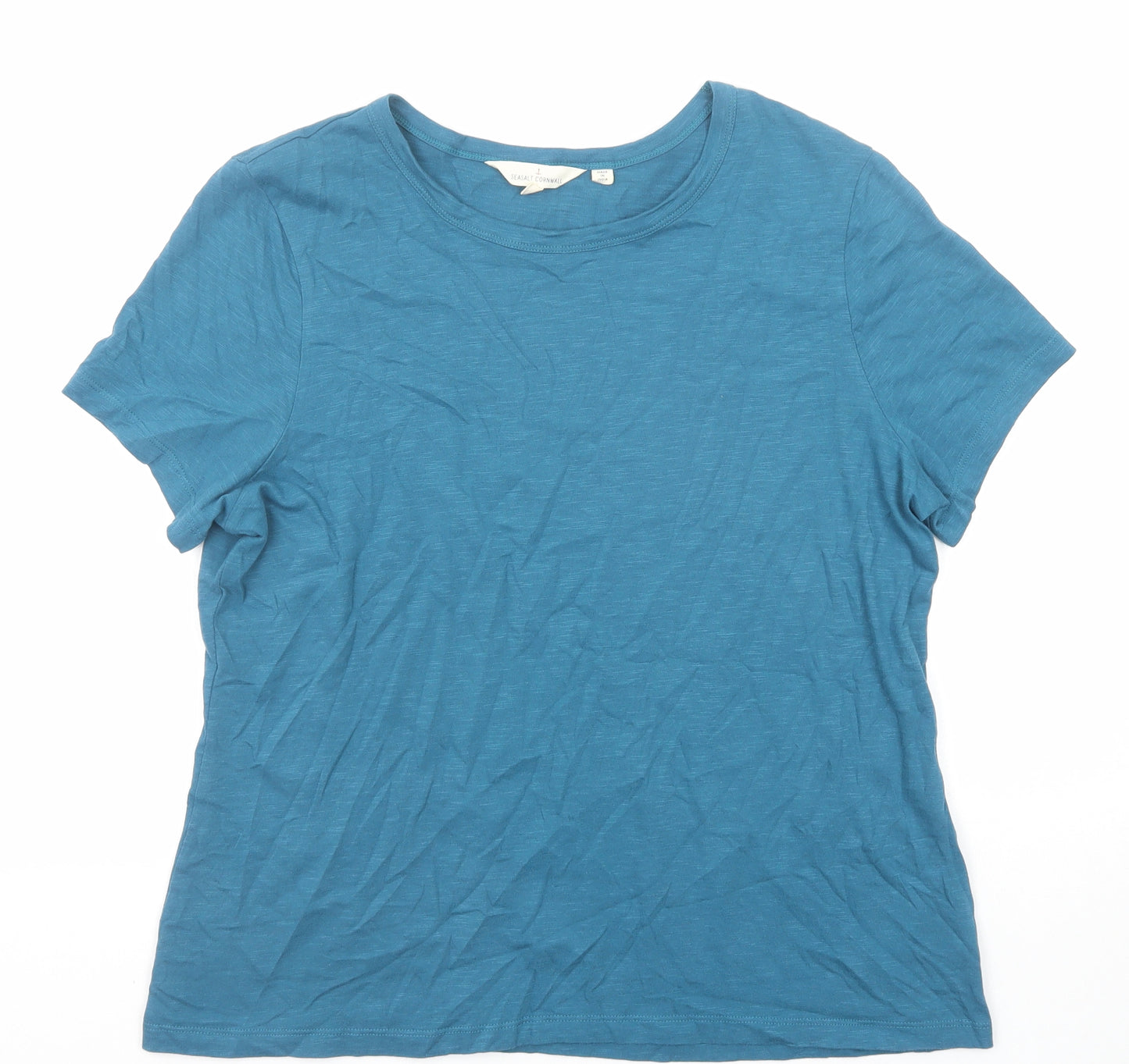 Seasalt Womens Blue Cotton Basic T-Shirt Size 16 Round Neck