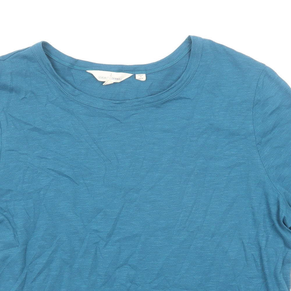 Seasalt Womens Blue Cotton Basic T-Shirt Size 16 Round Neck