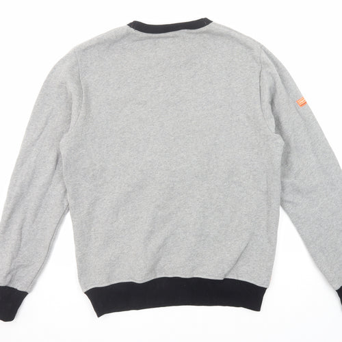 Superdry Mens Grey Cotton Pullover Sweatshirt Size XL - Colourblock