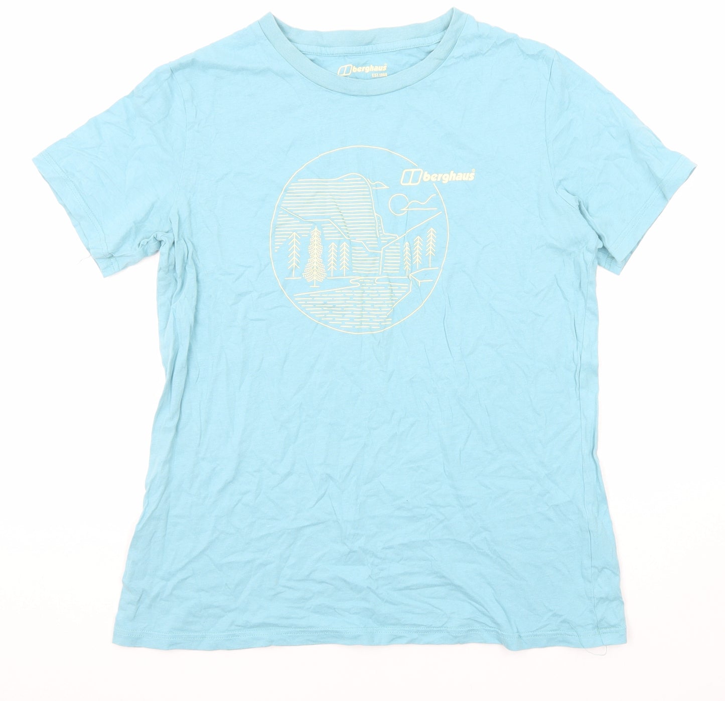 Berghaus Womens Blue Cotton Basic T-Shirt Size 14 Crew Neck
