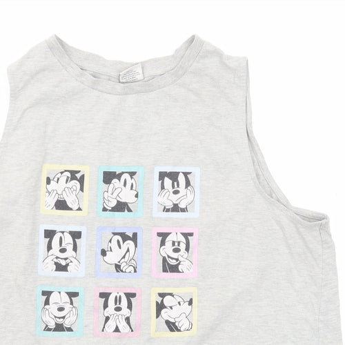 Disney Womens Grey Cotton Basic Tank Size 20 Crew Neck - Mickey Mouse