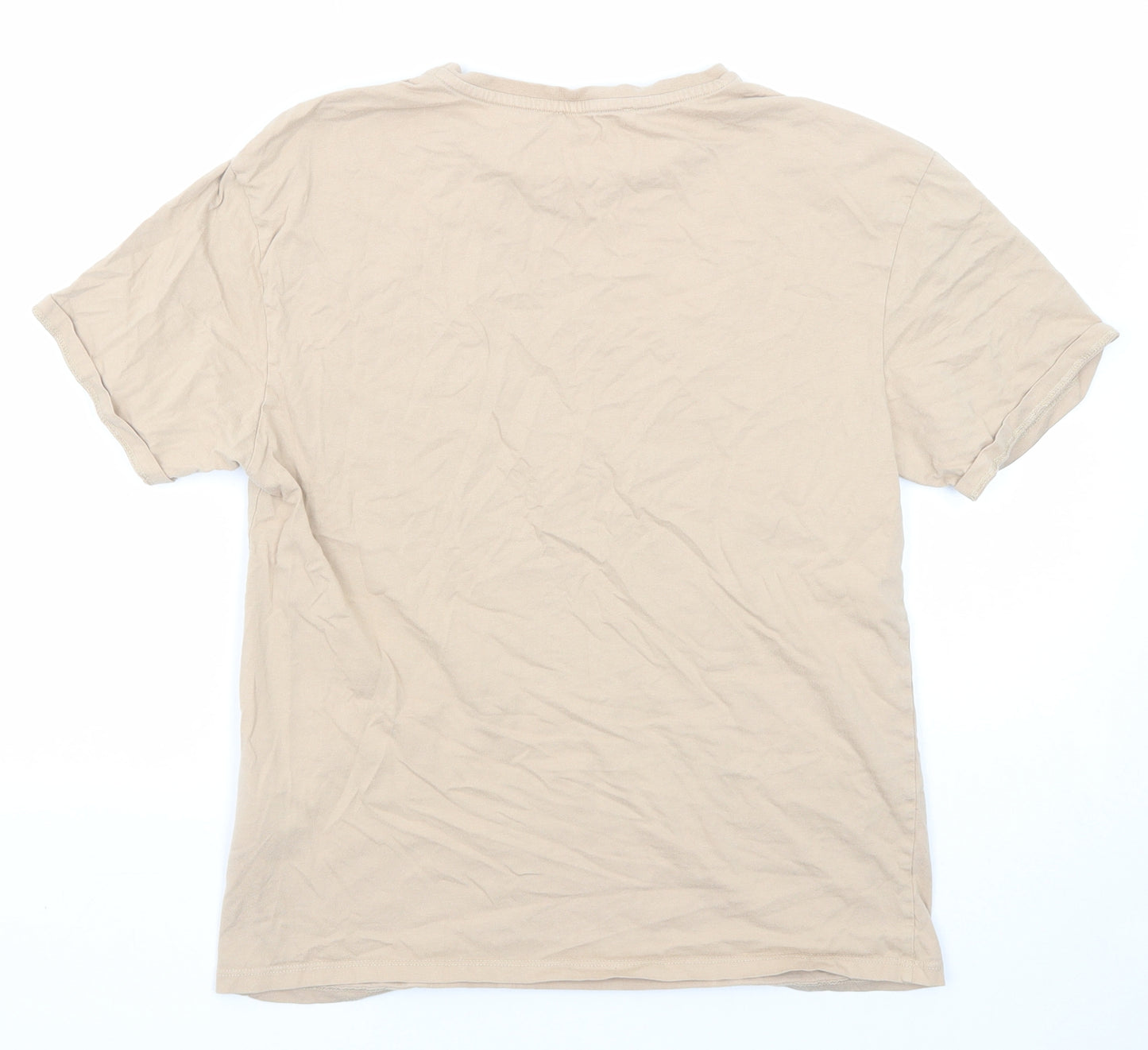 Design Arc Girls Beige Cotton Pullover T-Shirt Size 13 Years Crew Neck Pullover - Butterfly
