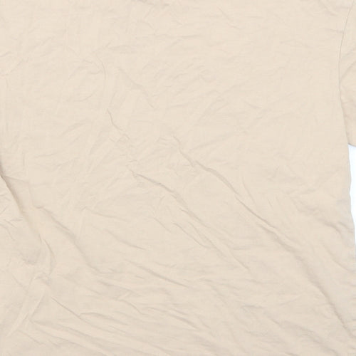 Design Arc Girls Beige Cotton Pullover T-Shirt Size 13 Years Crew Neck Pullover - Butterfly