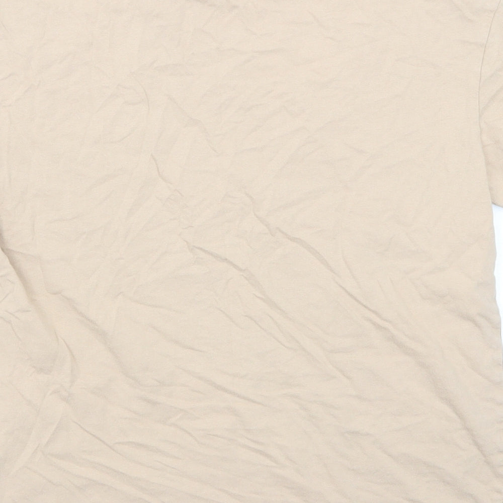 Design Arc Girls Beige Cotton Pullover T-Shirt Size 13 Years Crew Neck Pullover - Butterfly