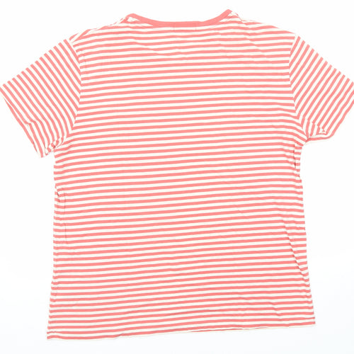 Polo Ralph Lauren Mens Red Striped Cotton T-Shirt Size L Round Neck