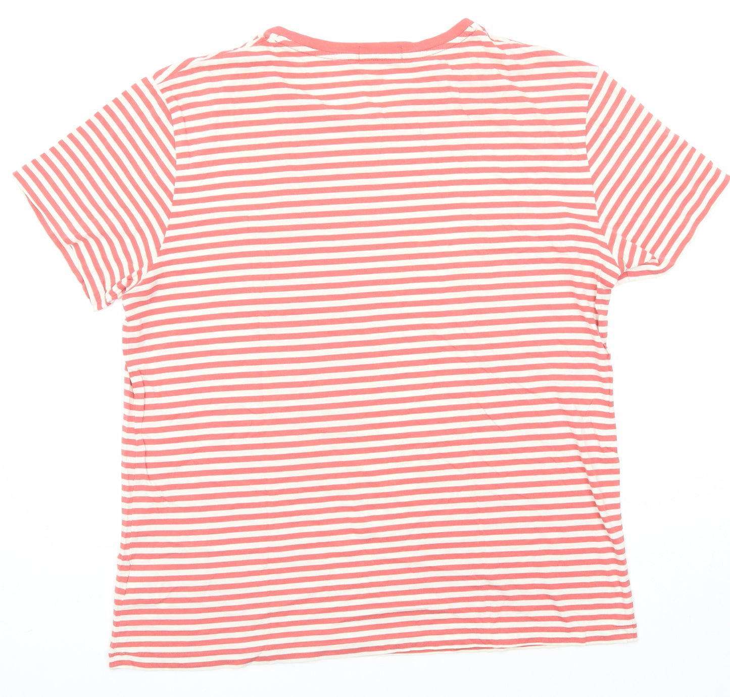 Polo Ralph Lauren Mens Red Striped Cotton T-Shirt Size L Round Neck