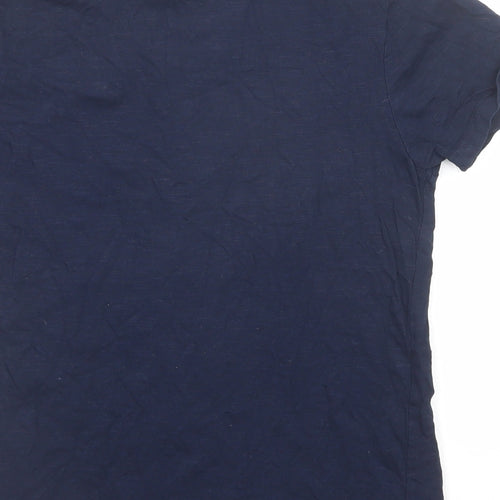 Marks and Spencer Boys Blue Cotton Basic T-Shirt Size 10-11 Years Round Neck Pullover