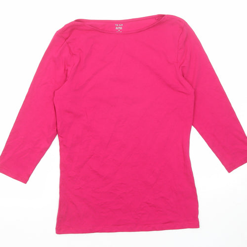 Marks and Spencer Womens Pink Cotton Basic T-Shirt Size 10 Round Neck