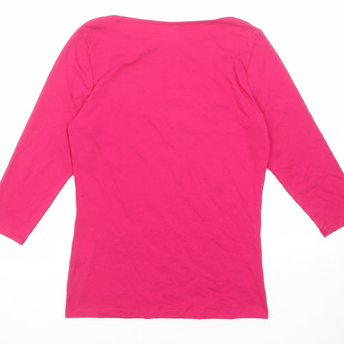 Marks and Spencer Womens Pink Cotton Basic T-Shirt Size 10 Round Neck