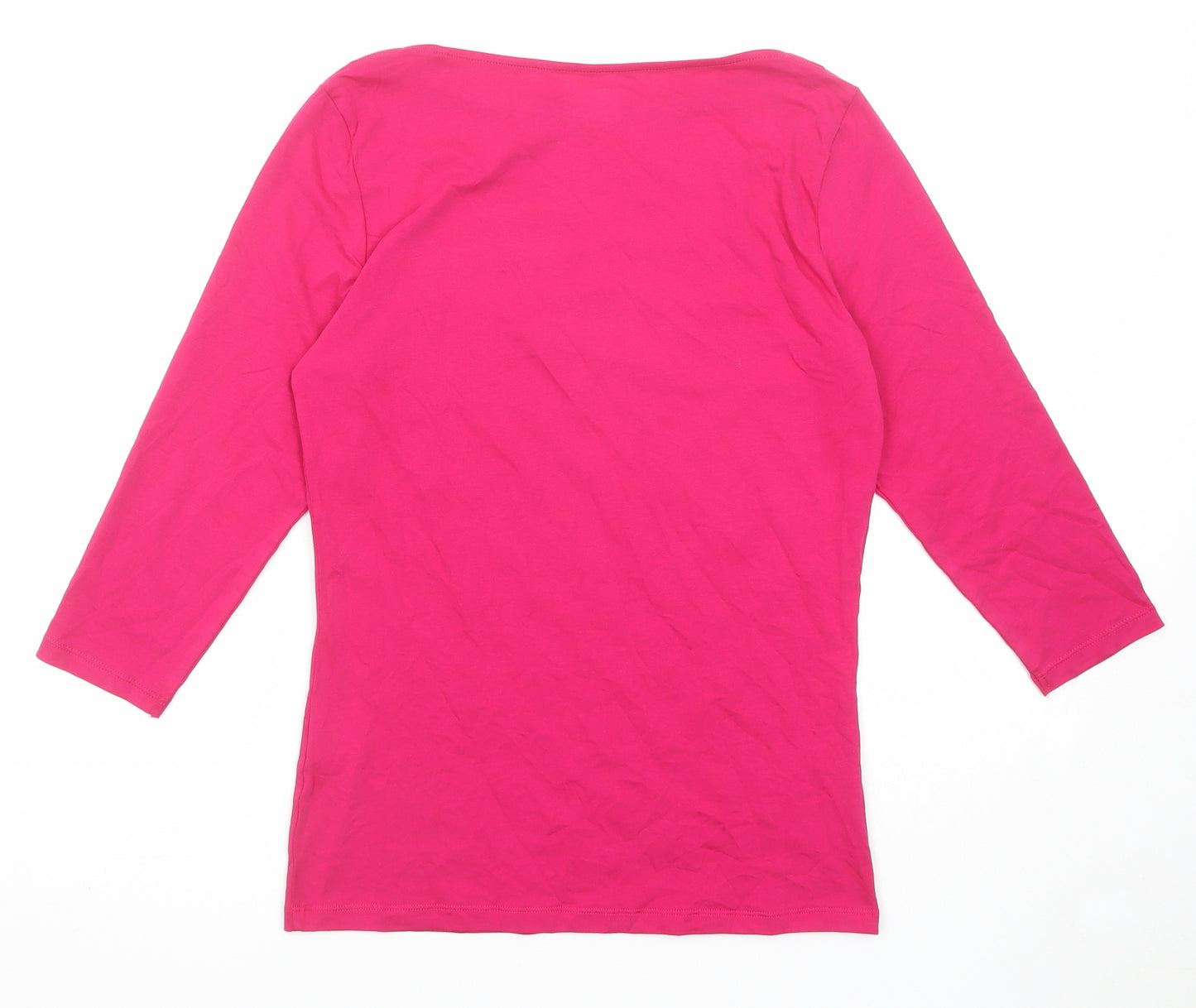 Marks and Spencer Womens Pink Cotton Basic T-Shirt Size 10 Round Neck