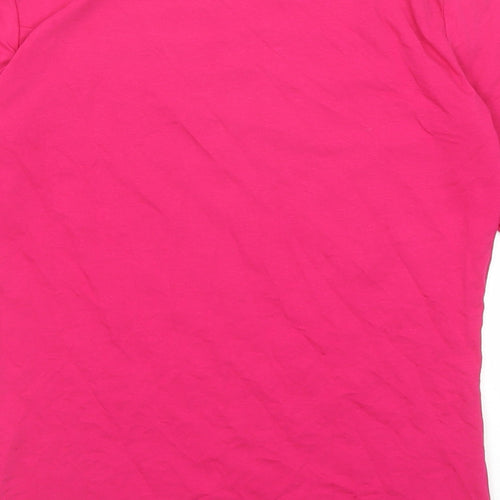 Marks and Spencer Womens Pink Cotton Basic T-Shirt Size 10 Round Neck