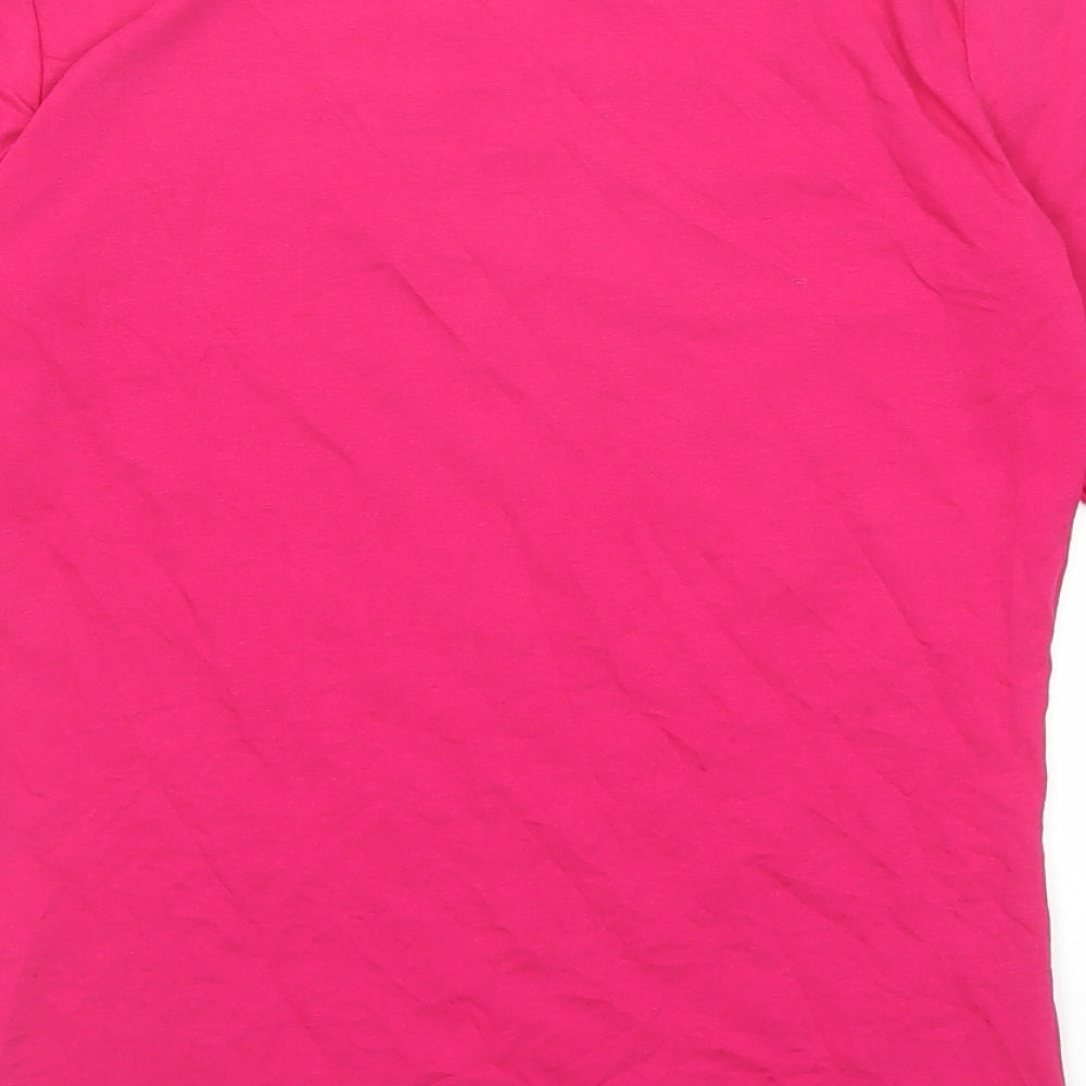 Marks and Spencer Womens Pink Cotton Basic T-Shirt Size 10 Round Neck