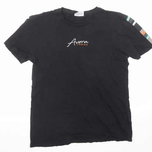 Avora Womens Black Cotton Basic T-Shirt Size XL Round Neck