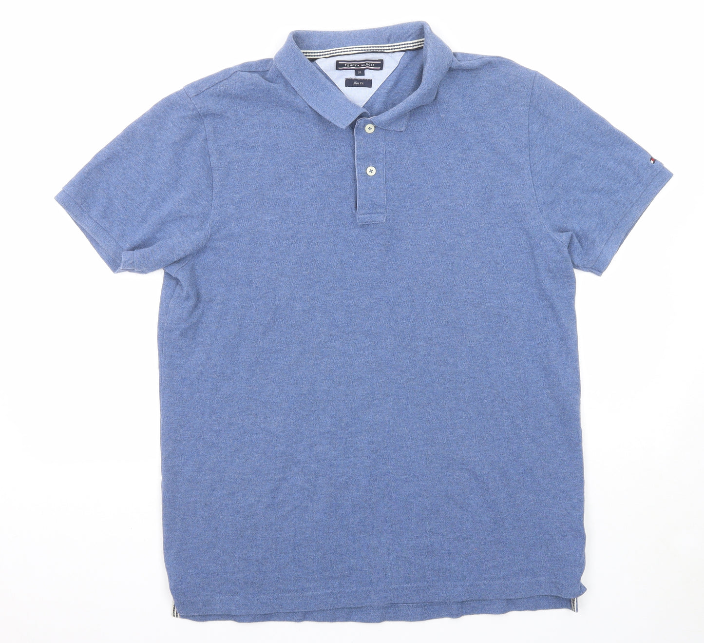 Tommy Hilfiger Mens Blue Cotton Polo Size XL Collared Button