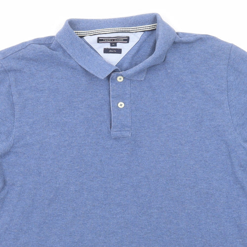 Tommy Hilfiger Mens Blue Cotton Polo Size XL Collared Button