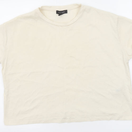 New Look Womens Beige Cotton Basic T-Shirt Size 14 Round Neck