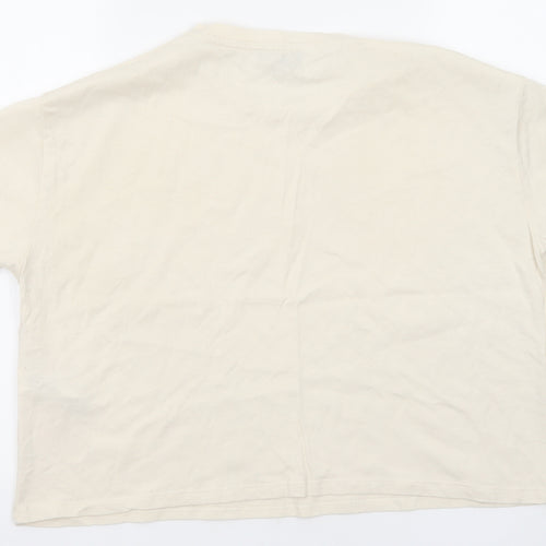 New Look Womens Beige Cotton Basic T-Shirt Size 14 Round Neck