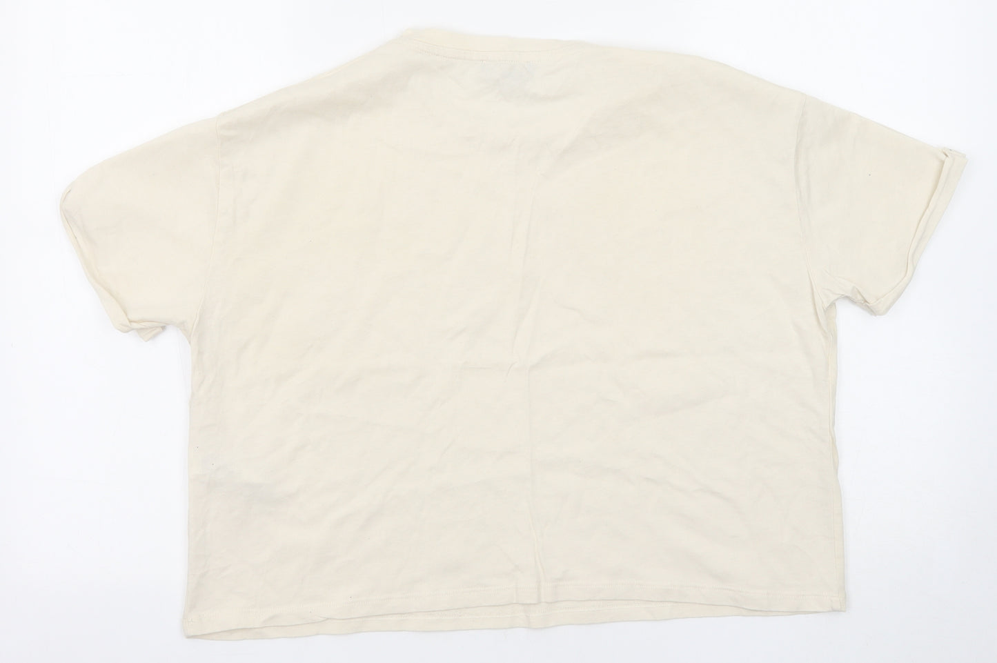 New Look Womens Beige Cotton Basic T-Shirt Size 14 Round Neck