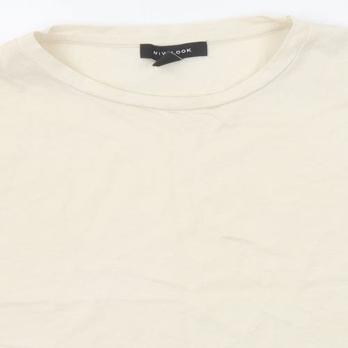 New Look Womens Beige Cotton Basic T-Shirt Size 14 Round Neck