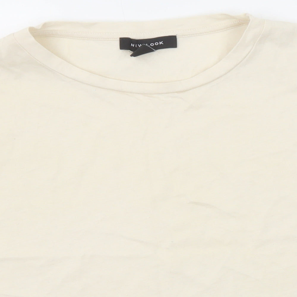 New Look Womens Beige Cotton Basic T-Shirt Size 14 Round Neck