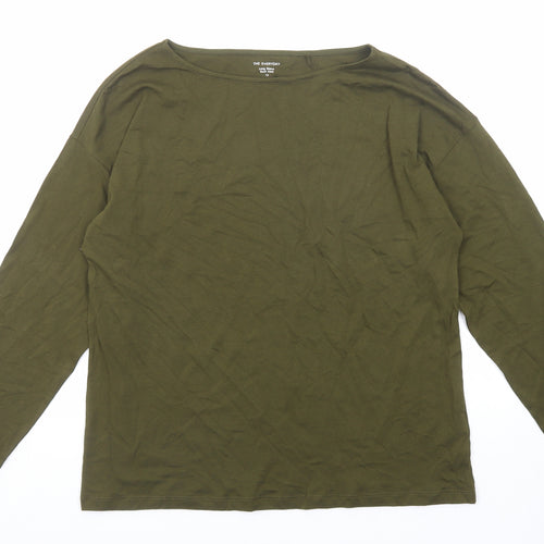 Marks and Spencer Womens Green Cotton Basic T-Shirt Size 12 Round Neck