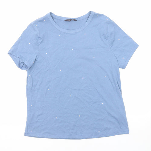 Marks and Spencer Womens Blue Cotton Basic T-Shirt Size 12 Round Neck