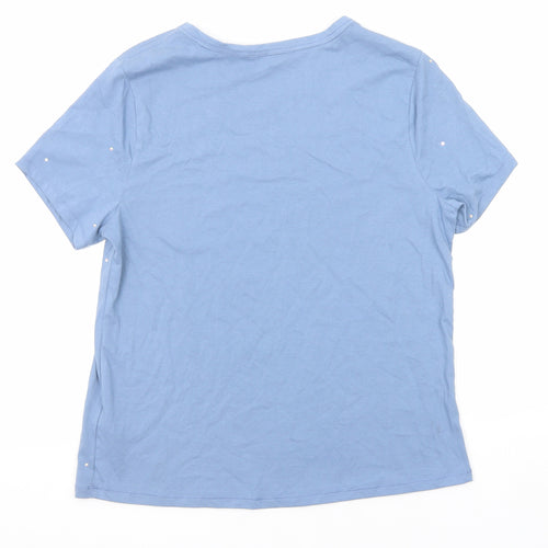 Marks and Spencer Womens Blue Cotton Basic T-Shirt Size 12 Round Neck