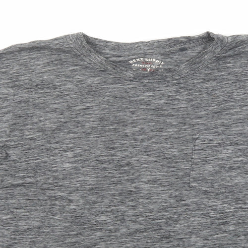 NEXT Mens Grey Cotton T-Shirt Size L Round Neck