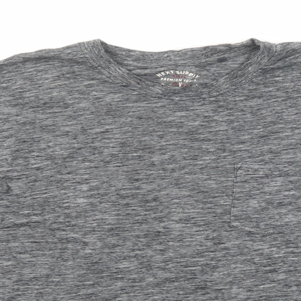 NEXT Mens Grey Cotton T-Shirt Size L Round Neck