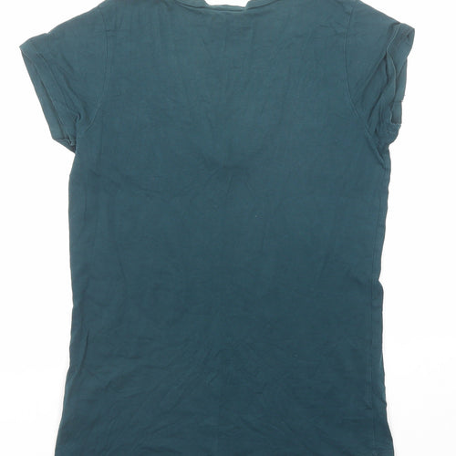 ASOS Womens Green Polyester Basic T-Shirt Size 12 V-Neck
